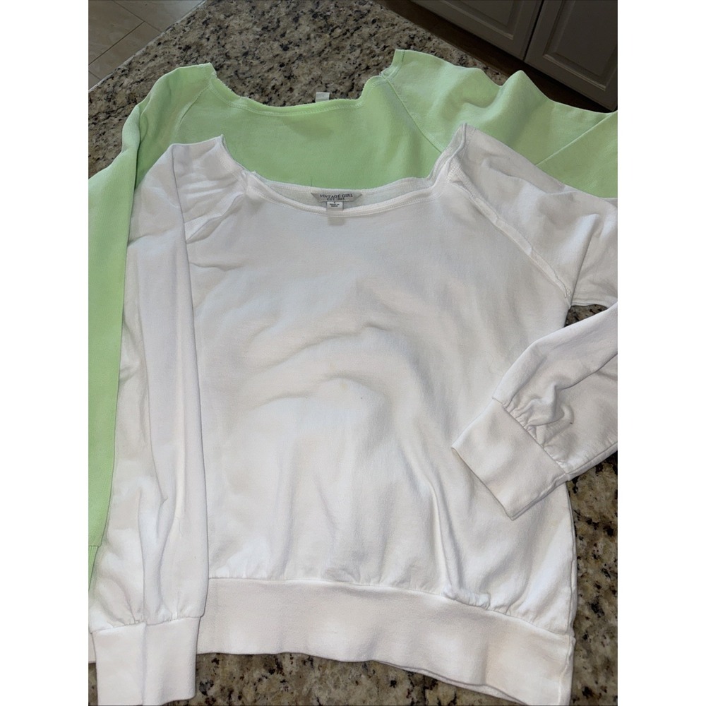 Vintage Girl & American Vintage Long‎ Sleeve Wide Neck Top Size Large 5329